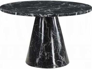 Acme Furniture Hollis Round Faux Marble Engineered Stone Black Dining Table ACFDN02155