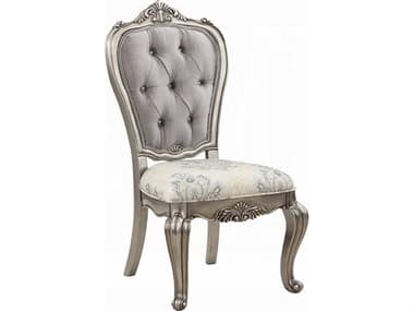 Acme Furniture Ariadne Rubberwood Silver Upholstered Armless Dining Chair Set of 2 ACFDN02282