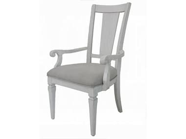 Acme Furniture Katia Rubberwood White Upholstered Arm Dining Chair Set of 2 ACFDN02488