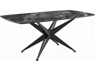 Acme Furniture Klaus Rectangular Crystal Tempered Glass Top Black Dining Table ACFDN03045