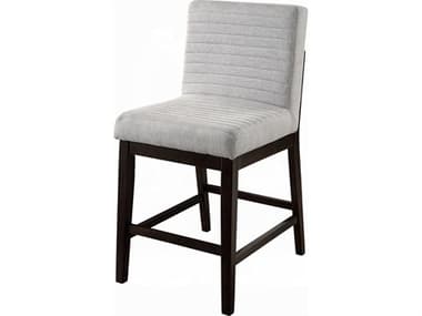 Acme Furniture Edwyn Gray Linen Espresso Upholstered Rubberwood Counter Stool ACFDN03256