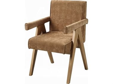 Acme Furniture Zoey Oak Wood Upholstered Arm Dining Chair Set of 2 ACFDN04077