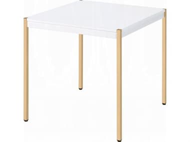 Acme Furniture Otrac Square Wood White Gold End Table ACFLV00035