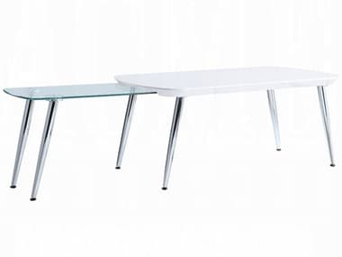 Acme Furniture Patina Rectangular Wood White Chrome Coffee Table ACFLV00363