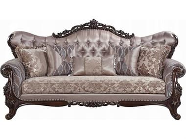 Acme Furniture Benbek Fabric Antique Oak Beige Upholstered Sofa ACFLV00809