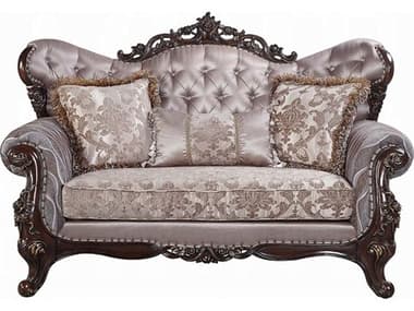Acme Furniture Benbek Fabric Antique Oak Gray Upholstered Loveseat ACFLV00810