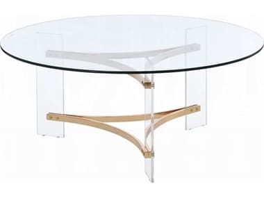 Acme Furniture Sosi Round Glass Gold Coffee Table ACFLV01083