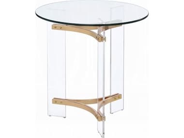 Acme Furniture Sosi Round Glass Gold End Table ACFLV01084