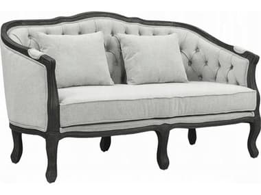 Acme Furniture Samael Gray Linen Dark Brown Upholstered Loveseat ACFLV01128
