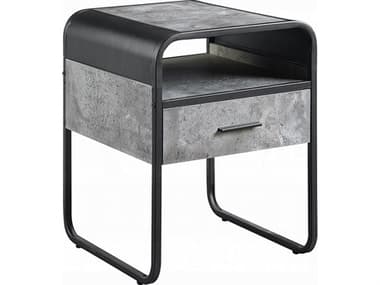 Acme Furniture Raziela Square Wood Concrete Gray Black End Table ACFLV01147