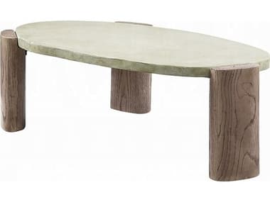 Acme Furniture Jacinda Oval Concrete Off White Oak Coffee Table ACFLV01929