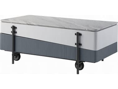 Acme Furniture Rectangular Wood White Gray High Gloss Coffee Table ACFLV02187