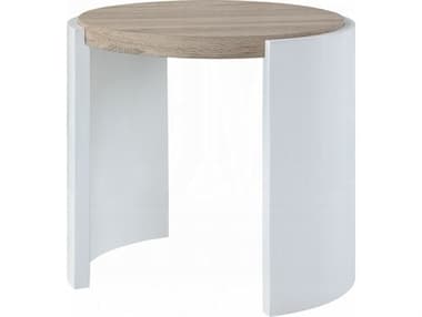 Acme Furniture Zoma Round Wood White High Gloss Oak End Table ACFLV02415