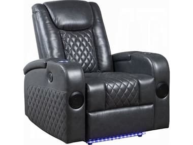 Acme Furniture Alair Dark Gray Leather Aire Faux Recliner ACFLV02460