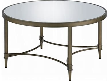 Acme Furniture Aditya Round Mirrored Antique Brass Coffee Table ACFLV02735