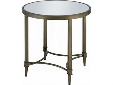 Acme Furniture Aditya Round Mirrored Antique Brass End Table ACFLV02736