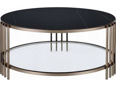 Acme Furniture Abisha Round Sintered Stone Top Champagne Coffee Table ACFLV02815