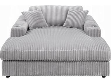 Acme Furniture Hilde Lighr Gray Corduroy Upholstered Chaise ACFLV03681