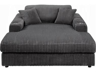 Acme Furniture Hilde Dark Gray Corduroy Upholstered Chaise ACFLV03691
