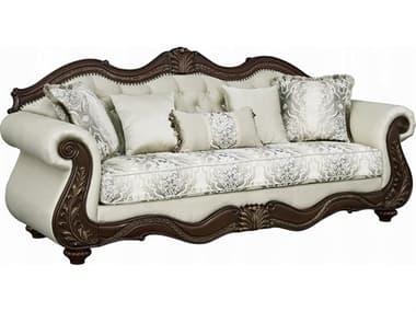 Acme Furniture Pierce Beige Fabric Cherry Upholstered Sofa ACFLV03830