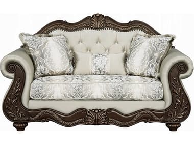 Acme Furniture Pierce Beige Fabric Cherry Upholstered Loveseat ACFLV03831