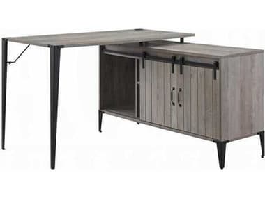 Acme Furniture Zakwani Gray Oak Black L-Shaped Desk ACFOF00009