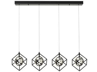 Artcraft Tulip 4-Light Matte Black Geometric Island Pendant ACMU1012