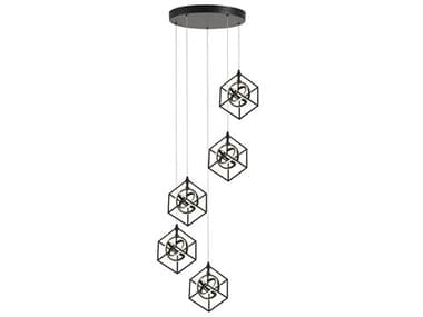 Artcraft Tulip 5-Light Matte Black Geometric Pendant ACMU1013