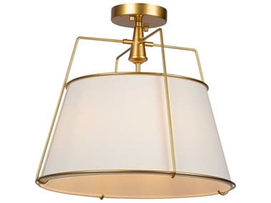 Artcraft Pullman 3-Light Brass Drum Semi Flush Mount ACSC13362BR