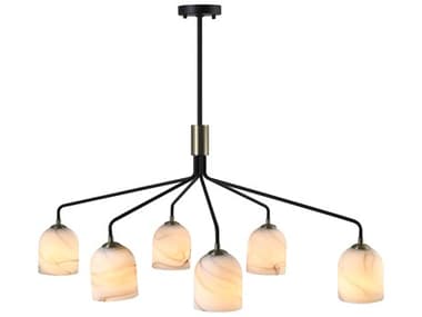 Artcraft Crema 6-Light Black Brushed Brass Dome Chandelier ACSC13376BB