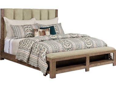 American Drew Skyline Meadowood Smoke Brown Hardwood Upholstered California King Panel Bed AD010337R