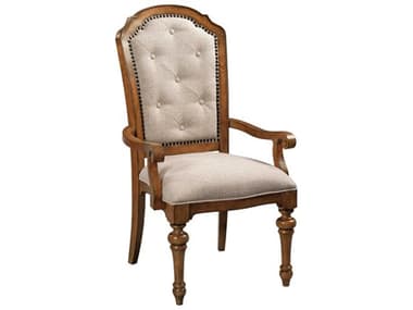 American Drew Berkshire Diamond Hardwood Brown Upholstered Arm Dining Chair AD011637