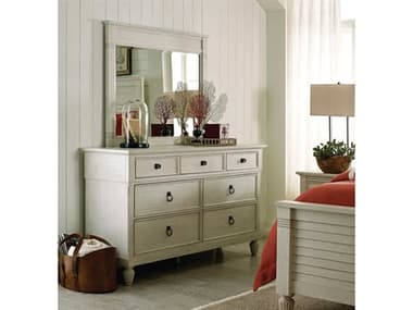 American Drew Grand Bay 7-Drawers White Hardwood Dresser with Mirror AD016130SET