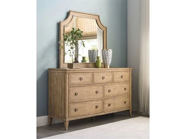 American Drew Chastain 7-Drawers Brown Solid Wood Double Dresser with Mirror AD483130SET