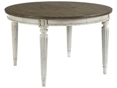 American Drew Southbury 50-90&quot; Extendable Round Wood White Parchment With Warm Fossil On Top Dining Table AD513701