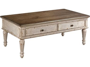American Drew Southbury 50&quot; Rectangular Wood Fossil Color Tops &amp; Parchment Bases Coffee Table AD513910
