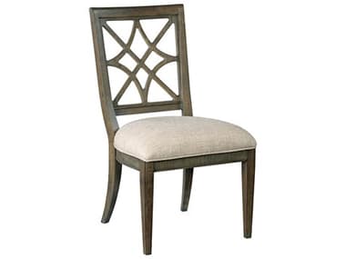 American Drew Savona Maple Wood Brown Fabric Upholstered Side Dining Chair AD654636