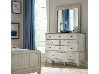 American Drew Litchfield White Hardwood Double Dresser with Mirror AD750131SET1