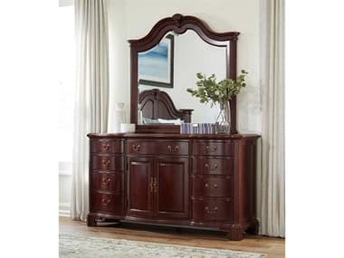 American Drew Cherry Grove Brown Wood Dresser with Mirror AD791160SET