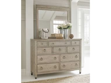 American Drew Vista Beige Hardwood Double Dresser with Mirror AD803131SET2