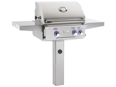 AOG L Series Post Mount 24'' BBQ Grill with Rotisserie and Back Burner AG24NGL
