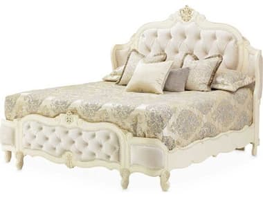 Michael Amini Lavelle Classic Pearl Ivory White Poplar Wood Upholstered California King Panel Bed AIC54000CCKWM113
