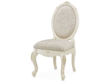 Michael Amini Lavelle Classic Pearl Rubberwood White Fabric Upholstered Side Dining Chair AIC54003113