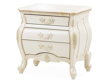 Michael Amini Lavelle Classic Pearl 28&quot; Wide 3-Drawers White Poplar Wood Nightstand AIC54040113