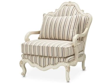 Michael Amini Lavelle Classic Pearl Birch Wood White Fabric Upholstered Accent Chair AIC54835BIRCH113