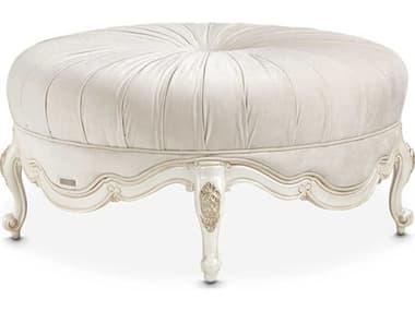 Michael Amini Lavelle Classic Pearl 37&quot; Ivory White Velvet Upholstered Ottoman AIC54879IVORY113