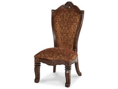 Michael Amini Windsor Court Fruitwood Brown Fabric Upholstered Side Dining Chair AIC7000354
