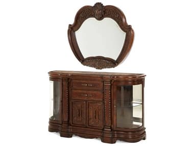 Michael Amini Windsor Court Vintage Fruitwood Buffet with Wall Mirror AIC700076754
