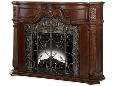 Michael Amini Windsor Court 67" Rectangular Vintage Fruitwood Fireplace with Electric Insert AIC70220FPL254