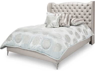Michael Amini Hollywood Loft Frost Silver Upholstered California King Panel Bed AIC9001600CKBED104